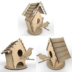 Laser Cut Wooden Small Bird House Layout Vector File