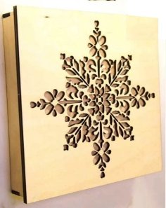 Laser Cut Wooden Snowflake Gift Box Vector File