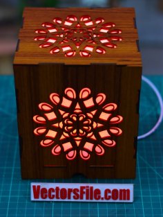 Laser Cut Wooden Square Box Lamp Table Lamp Desk Lamp DXF and CDR File