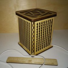 Laser Cut Wooden Square Night Light Lamp Box Vector File