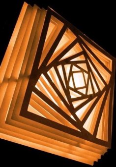 Laser Cut Wooden Square Shape LED Lamp CDR File