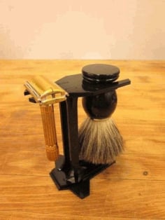 Laser Cut Wooden Stand for Shaving Brush and Machine CDR File