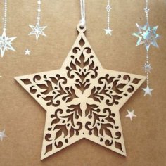 Laser Cut Wooden Star Patterns For Christmas Tree Decoration Free CDR and DXF Vector
