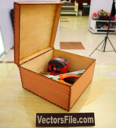 Laser Cut Wooden Storage Box Tools Box Organizer Box with Lid Plywood 3mm Vector File