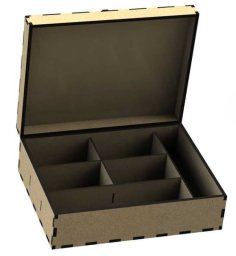 Laser Cut Wooden Storage Box with Partition Vector File