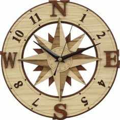 Laser Cut Wooden Stylish Wall Clock CDR and DXF Vector File