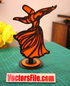 Laser Cut Wooden Sufi Whirling 3D Model CDR and DXF File