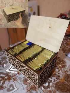 Laser Cut Wooden Tea Bag Box Wooden Organizer Box CDR File
