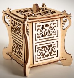 Laser Cut Wooden Tea Box Tea Storage Box Tea Organizer Box Vector File