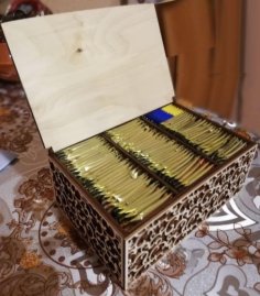 Laser Cut Wooden Tea Box Template Organizer Box CDR File