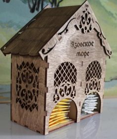 Laser Cut Wooden Tea House 2 Compartment Story CDR File