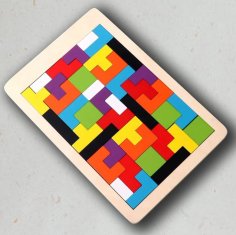 Laser Cut Wooden Tetris Puzzle Kids Game CDR File