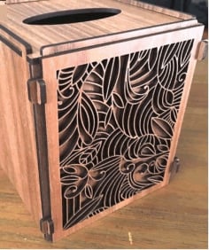 Laser Cut Wooden Tissue Box Design Vector File for free download