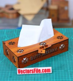 Laser Cut Wooden Tissue Box Tissue Paper Box Design DXF and CDR File