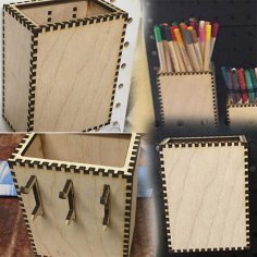 Laser Cut Wooden Tools Box Organizer with Hanging Holder Wood Storage Box Vector File