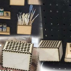 Laser Cut Wooden Tools Holder Box Brush Stand CDR File