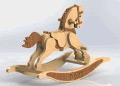 Laser Cut Wooden Toy Rocking Horse Model DXF File