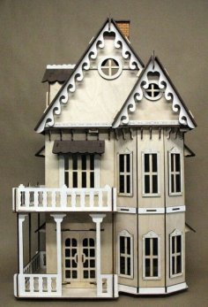 Laser Cut Wooden Toy Villa Doll House Model Vector File