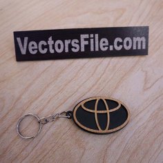 Laser Cut Wooden Toyota Keyring Automobile Keychain Holder Vector File