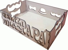 Laser Cut Wooden Tray for Dad, Wooden Storage Tray Vector File