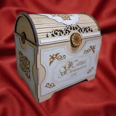 Laser Cut Wooden Treasure Chest Box for Storage CDR file