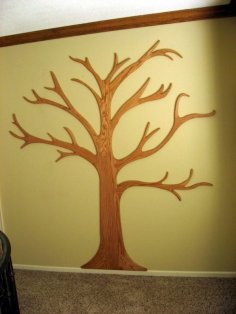 Laser Cut Wooden Tree for Wall Decoration Template Vector File