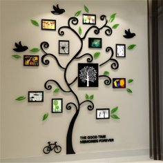 Laser Cut Wooden Tree Photo Frame DXF File