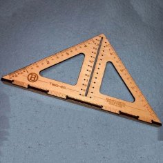Laser Cut Wooden Triangle Ruler Scale with Engraving Design CDR and DXF File