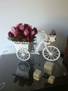 Laser Cut Wooden Tricycle Flower Basket Flower Stand CDR File