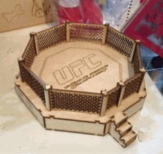 Laser Cut Wooden UFC Ring 3D Puzzle Model Vector File