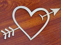 Laser Cut Wooden Valentine Day Heart Arrow Vector File