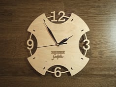 Laser Cut Wooden Wall Clock Free Download Vector Dxf File DXF File