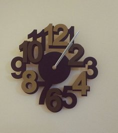 Laser Cut Wooden Wall Clock with Big Digit SVG File