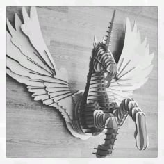 Laser Cut Wooden Wall Decal Dragon Horse, Wall Decal Template Vector File