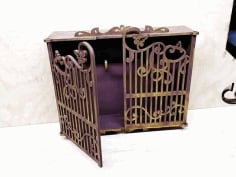 Laser Cut Wooden Wall Key Stand with Gate CDR File