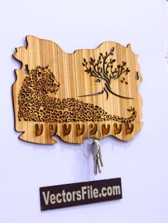 Laser Cut Wooden Wall Mounted Tiger Key Holder Housekeeper Key Organizer DXF and CDR File