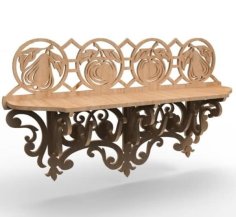 Laser Cut Wooden Wall Shelf for Display Vector File