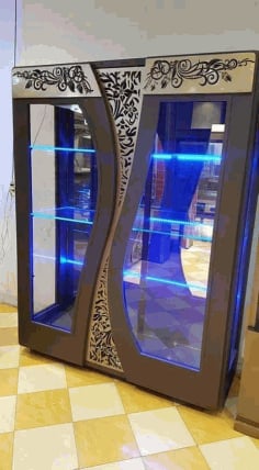 Laser Cut Wooden Wardrobe Decorative Doors Design DXF File