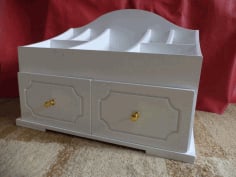 Laser Cut Wooden White Vanity Drawer Table DXF File
