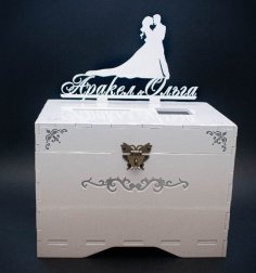Laser Cut Wooden White Wedding Gift Box CDR File