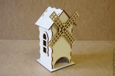Laser Cut Wooden Windmill Tea House, Wooden House CDR, DXF and Ai Vector File