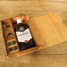 Laser Cut Wooden Wine Bottle Packaging Box and Glass Holder CDR File
