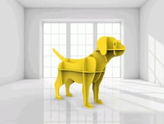 Laser Cut Wooden Yellow Dog 3D Puzzle Book Shelf DXF File