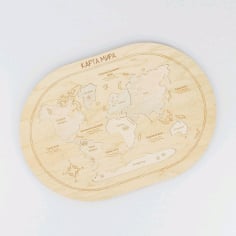 Laser Cut World Map Peg Jigsaw Puzzle Toy CDR File