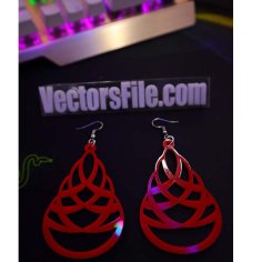 Laser Cutt Red Acrylic Royal Earring Women’s Jewelry Design DXF File
