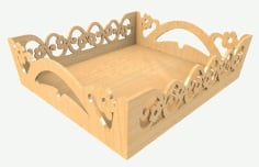 Laser Cutting Floral Serving Tray Free DWG File