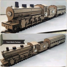 Laser cutting Locomotive 3D Puzzle CDR and DXF Vector File