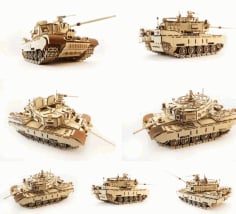 Laser Cutting T 34 Tank 3D Puzzle CDR File