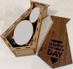Laser Engraved Potato Tie Wooden Wine Gift Box Fathers Day Free Vector CDR File