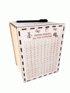 Laser Engraving 360 Calendar Saving Wooden Bank Box CDR File